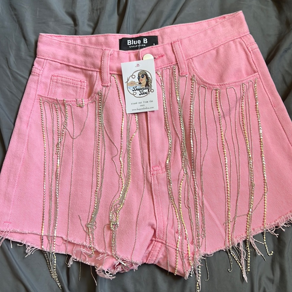 Blue B pink sequins shorts